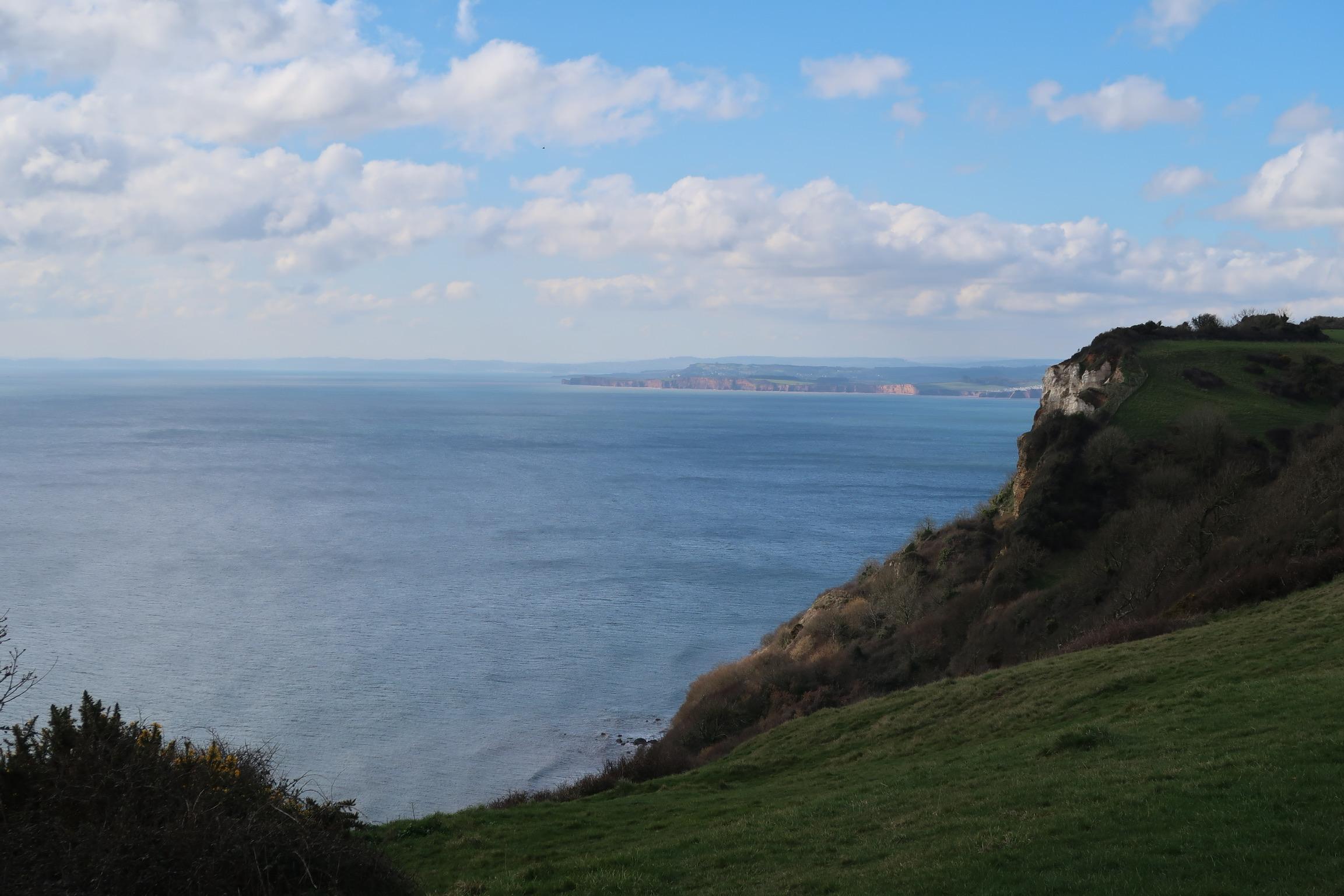 Shot from the top of Berry Cliffs looking over the sea towards Sidmouth